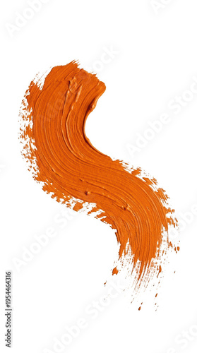 A swatch of orange foundation makeup isolated on transparent background