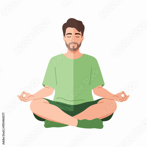 Man Meditating in Lotus Pose.