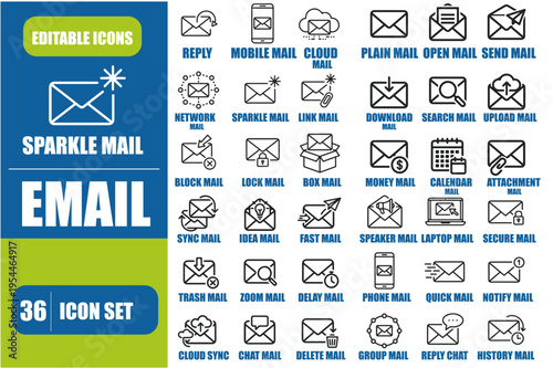 Modern Email and Digital Communication Vector Icon Set
