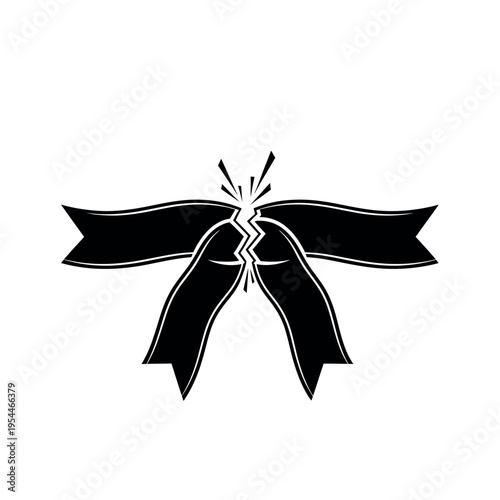 Broken Ribbon Symbolizing End of Relationship.