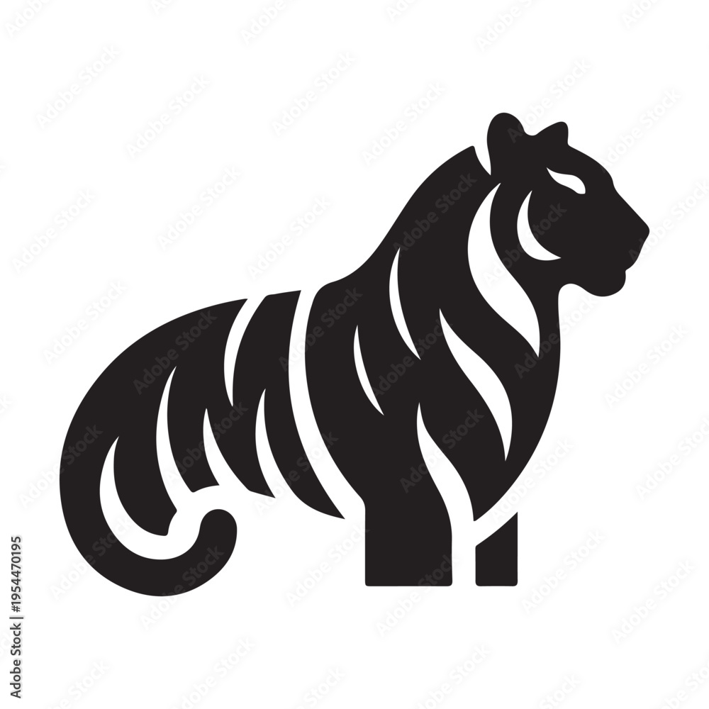 Obraz premium Majestic Tiger Vector Silhouette Symbol Illustration Design Concept Idea
