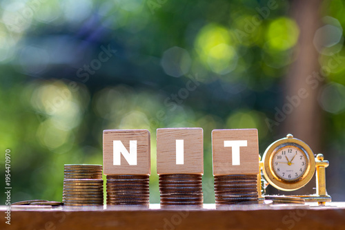 Foto NIT Wooden blocks with words 'NEGATIVE INCOME TAX'