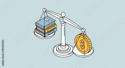 Knowledge versus money on a balance scale education and finance weighed equally