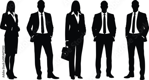 Collection of diverse professional avatar icons featuring men and women in business attire isolated on white background flat vector set.