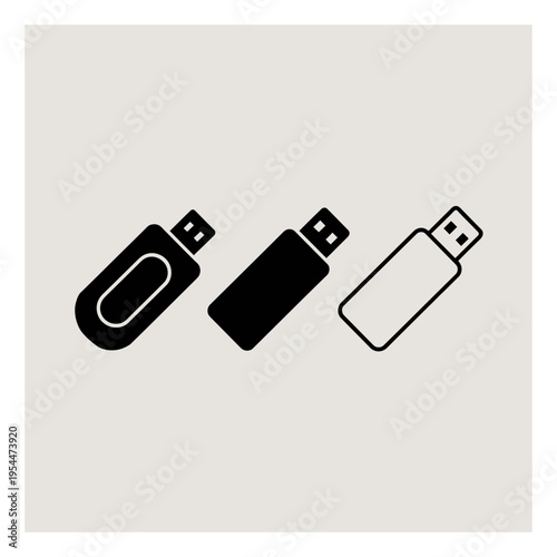 USB Flash Drive Icons Vector Illustration