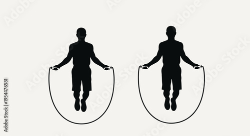 Jump Rope Silhouette Set – Skipping Fitness Exercise Vector Collection