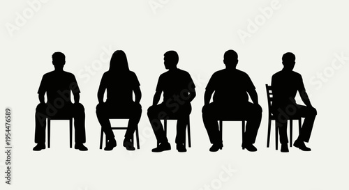 People Sitting Silhouette Set – Waiting Chair Pose Vector Collection