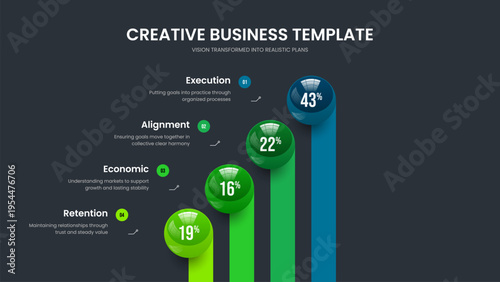 Business Briefing 4 Option Graph Slideshow Template. Minimalist Planning Frame Design Vector Illustration. Modern Insight Four Element Infographic Slide Layout.