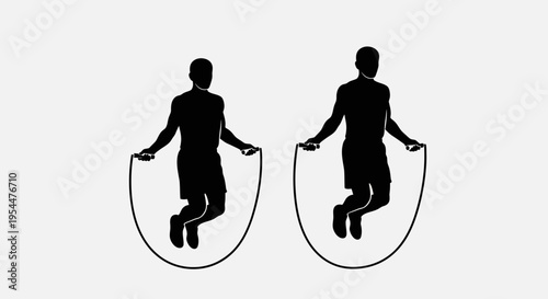 Jump Rope Silhouette Set – Skipping Fitness Exercise Vector Collection