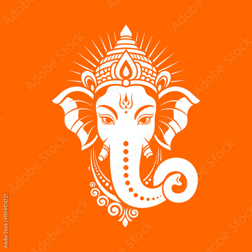 Ganesha Hindu Elephant Head Icon Design.