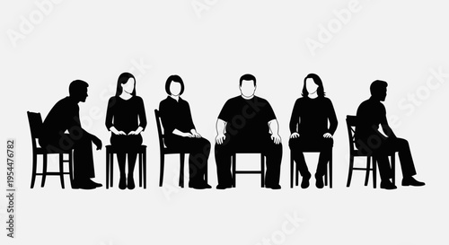 People Sitting Silhouette Set – Waiting Chair Pose Vector Collection