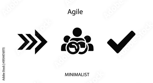 Agile methodology icons arrows people and checkmark silhouette
