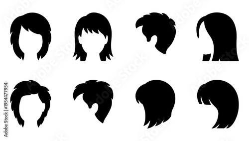 Diverse collection of black silhouette hairstyles for women offering varied looks