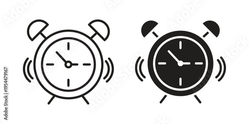 Alarm clock icon for mobile application, button and website design.