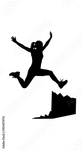 Silhouette of Woman Jumping Over Obstacle 