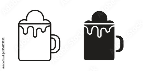 Beer mug icon for mobile application, button and website design.
