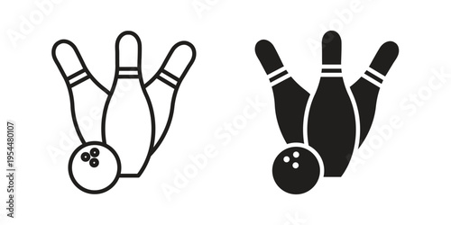 Bowling icon for mobile application, button and website design.
