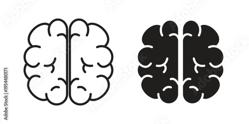 Brain icon for mobile application, button and website design.