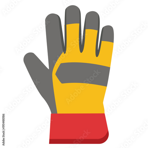 Gray and yellow work glove for labor day, safety equipment, worker protection, construction sites, skilled trades, professional gear, and hand safety.
