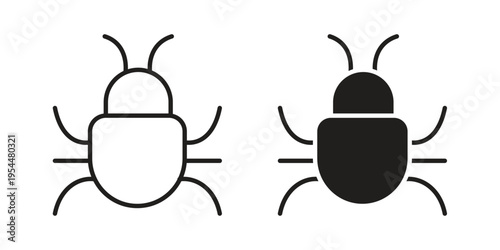 Bug icon for mobile application, button and website design.
