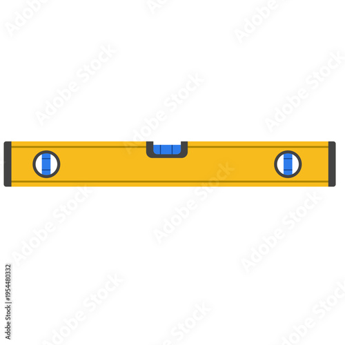 Yellow spirit level icon for construction, labor day, measurement tools, building accuracy, skilled trades, professional equipment, and alignment work.