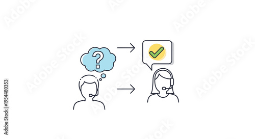 Vector illustration of customer support conversation, question and answer