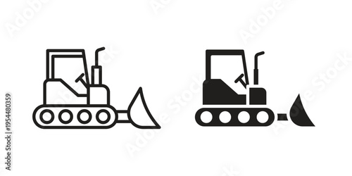 Bulldozer icon for mobile application, button and website design.