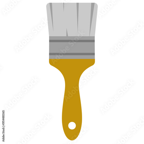 Yellow paint brush icon for painting work, labor day, construction tools, home improvement, skilled trades, professional equipment, and decorative craftsmanship.