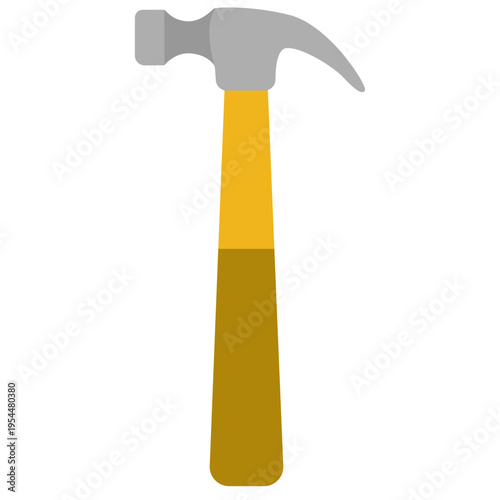Yellow hammer icon for construction work, labor day, building tools, carpentry, skilled trades, professional equipment, and worker craftsmanship.