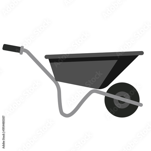 Gray wheelbarrow icon for construction work, labor day, building projects, material transport, skilled trades, professional equipment, landscaping, and worker craftsmanship.
