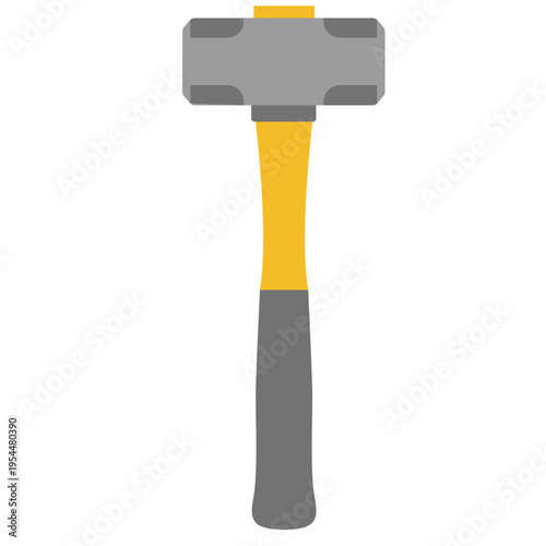 Yellow mallet icon for construction work, labor day, building tools, carpentry, skilled trades, professional equipment, striking work, and worker craftsmanship.