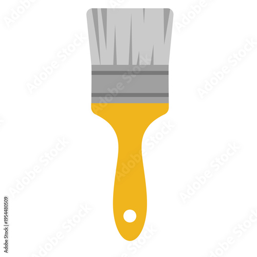 Yellow paint brush icon for painting work, labor day, construction tools, home improvement, skilled trades, professional equipment, and decorative craftsmanship.