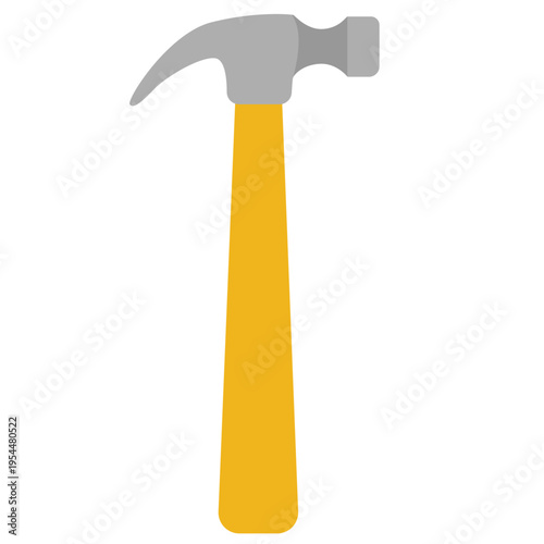 Yellow hammer icon for construction work, labor day, building tools, carpentry, skilled trades, professional equipment, and worker craftsmanship.