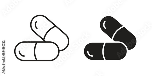 Capsule icon for mobile application, button and website design.