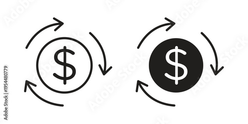 Cash flow icon for mobile application, button and website design.