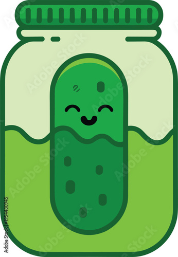 Vector Illustration of a Cute Pickle in a Jar for Food, Snacks, and Culinary Designs