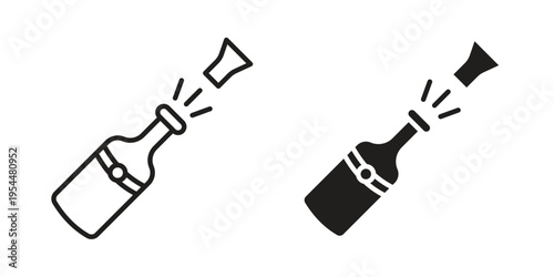 Champagne bottle icon for mobile application, button and website design.