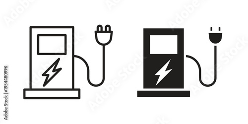 Charging station icon for mobile application, button and website design.
