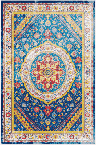 Folk style traditional printed Carpet with trending colors and texture in high resolution

