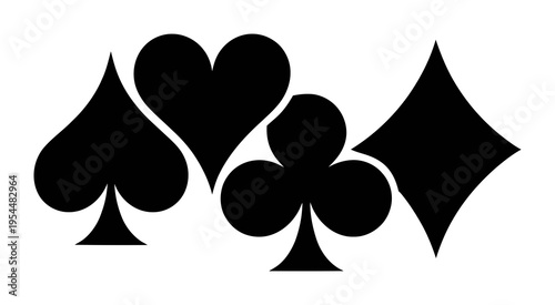 Playing Card Suits Symbols Black Vector Illustration