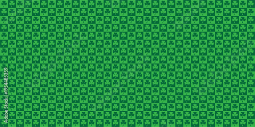 A festive Saint Patrick's Day seamless pattern featuring classic holiday elements, including vibrant green shamrocks