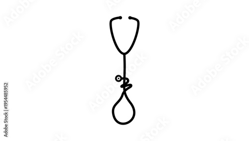 a medical stethoscope in the shape of a gallows, black isolated silhouette