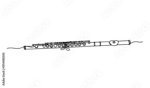A minimalist line art illustration of a flute on a white background
