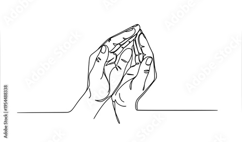 Obraz na plátně A minimalist line art illustration of two hands clasped together in prayer