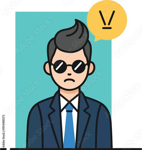 Businessman Avatar with Sunglasses and Annoyed Expression Vector Illustration