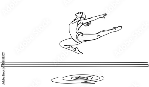 A vector graphic illustration of a woman jumping over a hurdle