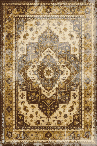 Folk style traditional printed Carpet with trending colors and texture in high resolution
