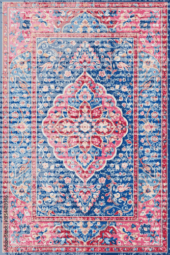Folk style traditional printed Carpet with trending colors and texture in high resolution
