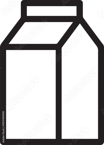 Milk Paper Packet Drink Packaging Bold Outline Illustration On White Background