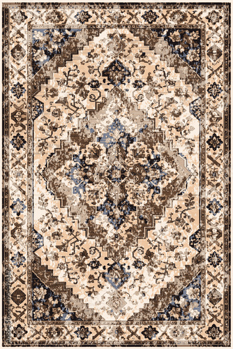 Folk style traditional printed Carpet with trending colors and texture in high resolution
